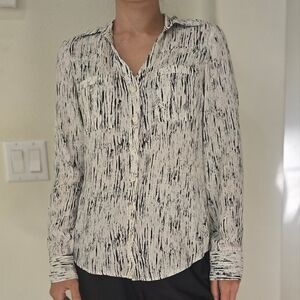 Express Black and White Casual Button Down Shirt